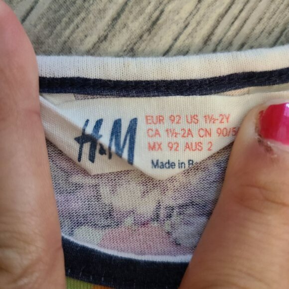 🏷 3/$15 or 5/$20 H&M baby girl sleeveless dress blue floral size 1.5 - 2 years - Picture 4 of 6